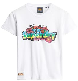 Superdry Damen Figurbetontes T-Shirt mit Cali-Sticker
