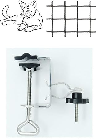 Aktion - Edelstahl Halterung für Katzennetz, Runde-Eckige Balkongeländer bis ø 60 mm, für Stäbe bis ø 35 mm -Zum aktuellen Test-Preis Made B. Württemberg