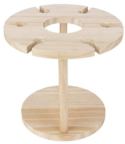 Weinregal aus Holz, Glasbecherhalter, Organizer, Tischdisplay, 6 Gläser, 1 Weinflasche, Origineller Weinständer, Küche, Bar, Naturholz