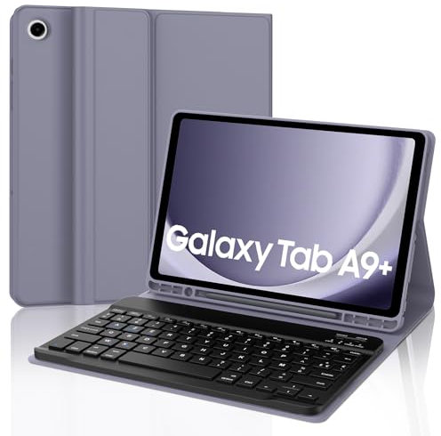 JADEMALL Étui Clavier pour Samsung Galaxy Tab A9+/A9 Plus 11 2023, AZERTY Français Clavier Bluetooth Détachable pour Samsung Galaxy Tab A9+ Plus 11 2023, Violet