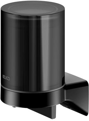 KEUCO Rose Seifenspender mit satiniertem Stülpglas, 180 ml, ohne Bohren, Metall schwarz matt, Made in Germany, nachfüllbar, inkl. Klebeset und Schraubset, Lotionspender zum Kleben oder Schrauben