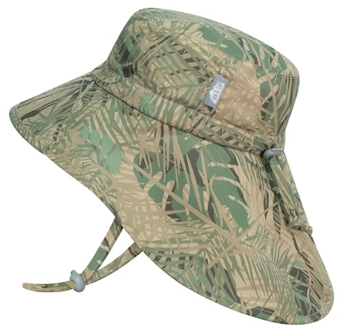 Jan & Jul Jungen Schnell trocknender Sonnenhut mit Nackenschutz für Schwimmen, Xplorermütze für Kinder (XL: 5-12 Jahre, Jungle Safari)