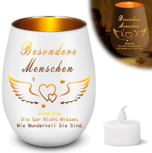 Windlicht aus Glas mit Gravur, Geschenke für Frauen, Teelichthalter mit Gravur, Geschenke für Geburtstag Lehrerin Kollegen Freundin, Windlicht Personalisiert Geschenk Frauen (tbG)