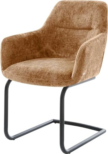 DELIFE Schwingstuhl Pejo-Flex Freischwinger rund Schwarz Chenille Rost Taschenfederkern