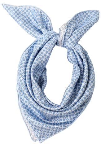 Prettystern Damen 65X65 handrolliertes 100% Seide Seidenschal Frühling Sommer Seiden-Tuch geometrisches Muster 24 Blau