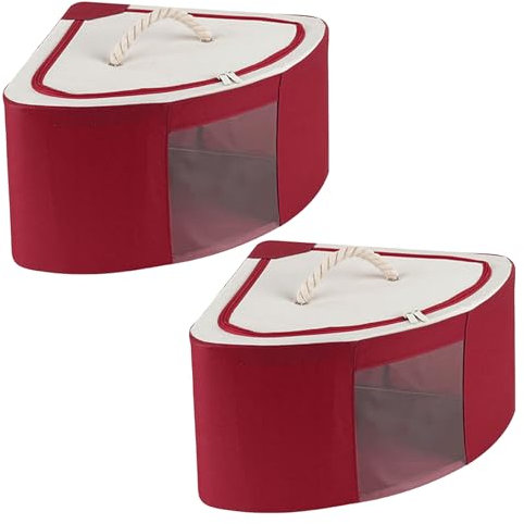 HETDVCBGN Foldable Storage Boxes with Metal Frame Set of 2 Fan Shaped Bins Oxford Fabric Storage Box with Clear Window Multipurpose Organizer for Clothes Small Size