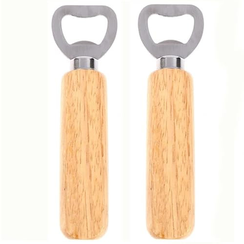 Ouvre-Bouteilles,2 PCS Décapsuleurs avec Poignée en Bois Personnalisés Ouvre Bouteille de Bière pour la Maison Cuisine Bar Cadeau Anniversaire Homme