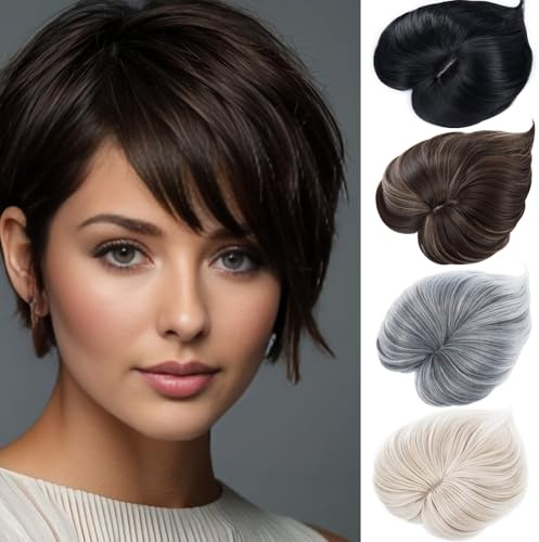 BUYOGET Hair Topper for Thinning Hair 6 inch 6×6cm Base Accessories with 3 Clips in HairPieces for Women Men
