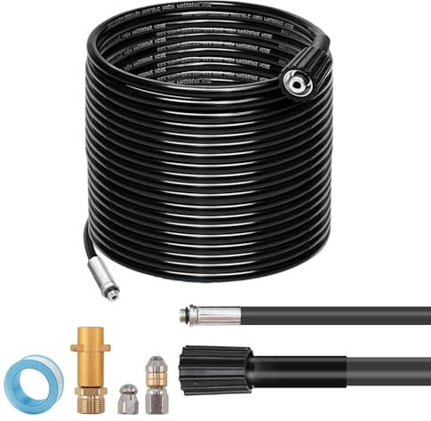 30M Tubo di Sonda Sturatubi per Idropulitrici Kärcher K2 K3 K4 K5 K6 K7,Set di tubi per la pulizia dei tubi,180bar 60°C,con Ugelli Rigidi + Rotanti,M22 adattatore