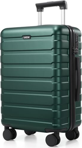 Roadcheer Lot de 4 valises rigides avec 4 roulettes - Grande valise de voyage légère en polycarbonate avec serrure TSA, vert foncé, Koffer, Moderne
