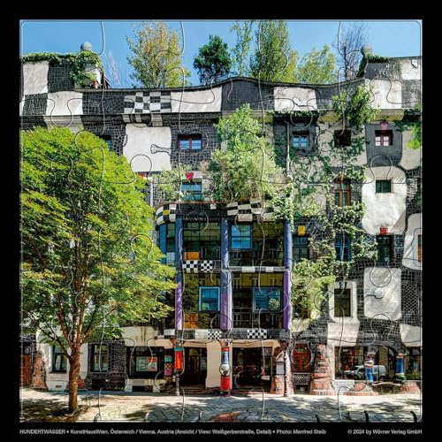 Hundertwasser Puzzle mit Grußkarte: KUNSTHAUSWIEN