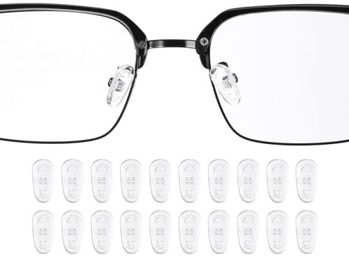 sourcing map 10 Pairs Eyeglass Nose Pads 15mm Silicone Anti-Slip Glasses Nose Grips Screw-in Glasses Nose Pads for Plastic Frames Glasses Sunglasses, White