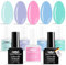 UV Nail Polish Set - High Coverage Shellac for Nails Like in Nail Studio - Shiny Gel Look, Scratch-Resistant & Long Lasting - Professional Manicure for Home - Pastel Spring Summer