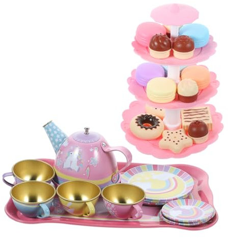 WEKAMOS 1juego De Juguete Infantil para Fiestas De Simulación Incluye Tetera Tazas y Accesorios para Niñas Juego De De Cartón Dulces y Diseño De Unicornio