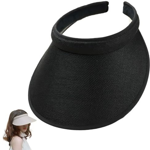 Polychrome Sun Visors for Women Men,UV Protection Sport Visor Cap Sunhats Adjustable Ponytail Baseball Hat for Golf Cycling Fishing Tennis Volleyball Running Jogging (UK, Alpha, One Size, Black)