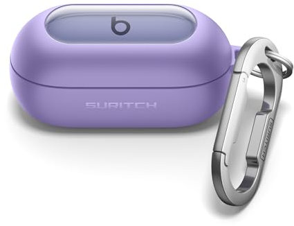 SURITCH Magnetic Case Compatible with Beats Solo Buds,Rugged Shockproof Protective Headphone Cover with Cleaning Kit & Carabiner Keyring（Purple）