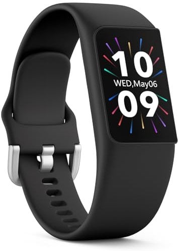 FITVII Fitness Tracker, Slim AMOLED Fitness Watch 2025 with 24/7 Heart Rate, Blood Pressure, Blood Oxygen, Stress Monitor, Step Calorie Counter, IP68 Waterproof Smart Watch for Women Men