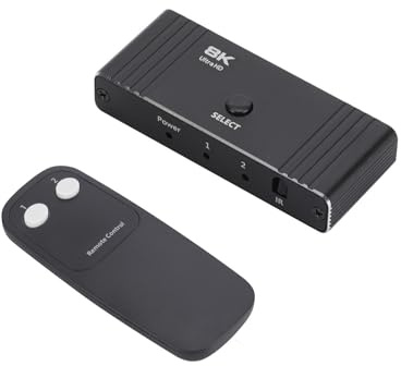 8K 60Hz Bi-Directional HDMI Switcher, 2 in 1 Ausgang 4K 120Hz HDMI 2.1 Video Switch Selector 2x1 mit IR-Fernbedienung für PC TV PS4 PS5