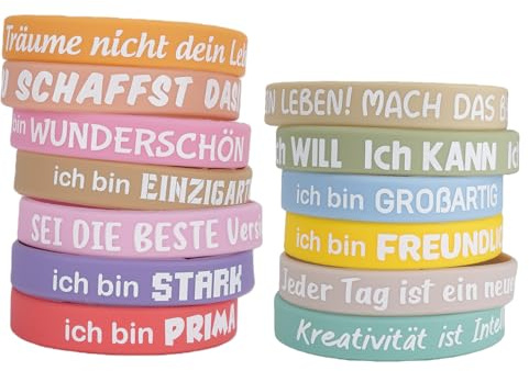 Xinsenke Motivationsarmbänder 24 Stück Silikonarmbänder 18cm Positiv