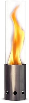 GARDENFLARE Tischkamin Outdoor – Rauchfreies Edelstahl Tischfeuer und Feuerrohr für Balkon & Terrasse – Hochwertige Gartendeko, Windlicht mit Holzpellet Betrieb (Silber)