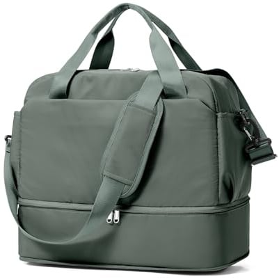 for Ryanair Airlines Underseat Cabin Bag 40x30x20 Weekend Overnight Carry on Holdall for Women Travel Duffel Sport Gym Tote Mum Hospital Bags with Wet Pocket,F3-Army Green