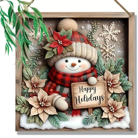 Osmond 2D Flat Wood Carving Snowmans Scene Wooden Hemps Rope Pendant Decoration Christmas Festival Decoration