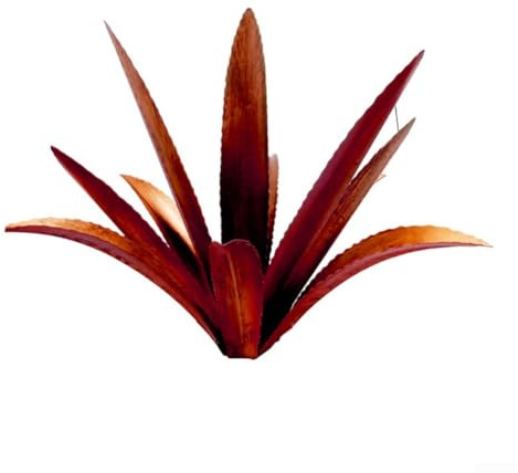 Sculpture de jardin agave en métal Décoration unique pour terrasse et paysage Rouge avec tige en H