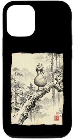 Funny Duck Sunglasses Spa Day Japanese Ukiyo-e Ink Art Case for iPhone 12/12 Pro