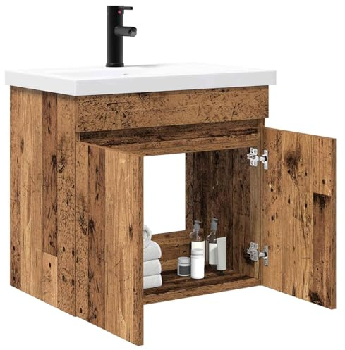 vidaXL Badezimmer-Waschbecken Altholz 61 x 39 x 58 cm Holzwerkstoff, Stylisher Waschtisch, modernes Design, viel Stauraum, praktisches Bad, kleiner Waschbereich, schicke Aufbewahrung
