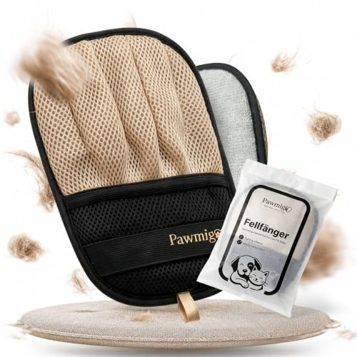 Pawmigoo Fellfänger Tierhaarentferner Handschuh für Hund, Katze & Textilien | Wiederverwendbarer Katzenhaarentferner für Sofa, Kleidung, Teppich und Auto sowie sanfte Fellpflege für Hund & Katze