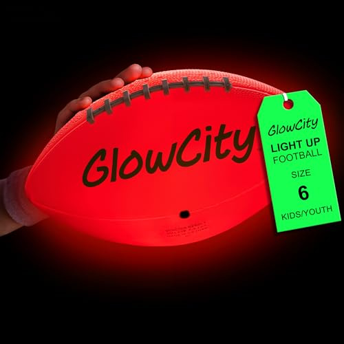 GlowCity Glow in The Dark Football - Size 6 Light Up LED Ball for Teen Boys & Adults - Cool Sports Gift for Night Outdoor Games - Birthday Gifts Ideas for Teen Boys Teenager Ages 12 13 14 15 16 17 18