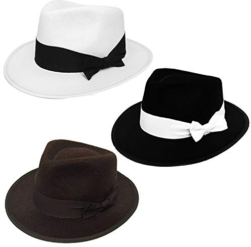 Childrens 1920s Black Gangster With White Band Fedora Triby Gatsby Bugsy Malone Perfect for Any Fancy Dress Party for Boys and Girls