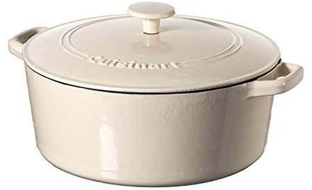 Cuisinart Chef's Classic Enameled Cast Iron Round Covered Casserole Collection 7-Quart Cream