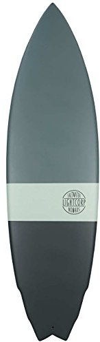 Light Board Corp Truvalli Fish 3 Tone Epoxy-Future Surfboard, Dark Grey/Turquoises/Grey, 6'6