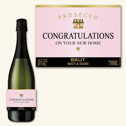 Affiche Prints L67 Personalised Prosecco Bottle Sticker Rose Pink New Home House Warming Custom Celebration Label For Any Occasion!