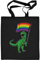 Shirtgeil Stoffbeutel mit Dinosaurier Motiv - LGBTQ Beutel - Lesbian & Gay CSD Pride Accessoires - Geschenk T-Rex Rainbow Regenbogen Jutebeutel Baumwolltasche One Size Schwarz