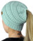 WEKNOWU Damenhut, Soft Stretch Zopfmuster Unordentlich High Bun Pferdeschwanz Mütze (Blau)