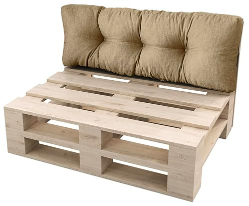 sunnypillow Palettenkissen für Gartenmöbel - Rückenkissen 120 x 40 cm - Rückenpolster für Bett und Sofa - Palettenpolster für Palettenmöbel - Gesteppte Gartenkissen - Rückenlehne, Kissen Beige