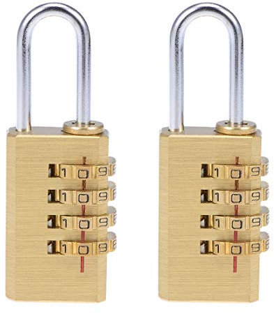 uxcell 4 Digit Combination Padlock, 3mm Shackle 21mm Body Width, Brass Lock(Pack of 2)