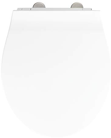 WENKO WC-Sitz Orani, flacher Toilettensitz mit Absenkautomatik, WC-Deckel mit Fix-Clip Hygiene-Befestigung, aus antibakteriellem Duroplast, Weiß
