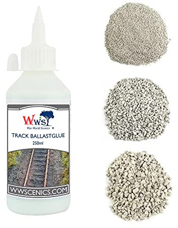 War World Scenics Mixed Grades Ballast & Track Ballast Glue Kits for Model Rail– Light Grey