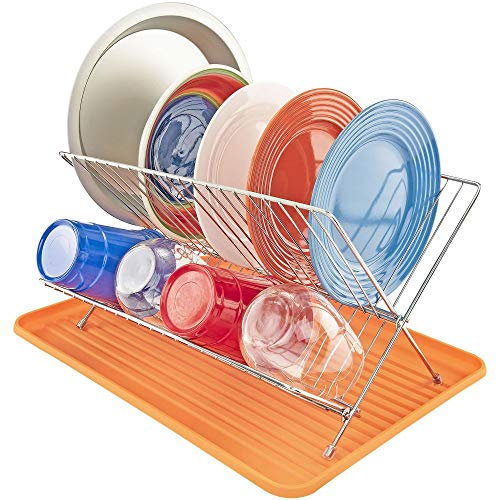 Southern Homewares Abtropfgestell mit klappbarem Abtropfgestell, Orange Küchenhelfer, Reinigungsset für Teller, Schüsseln, Tassen