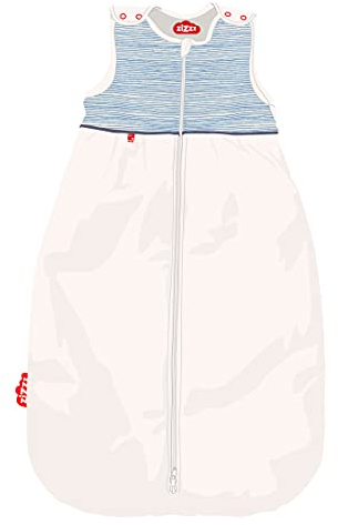 zizzz 4 Jahreszeiten Kinderschlafsack in 3 Größen & vielen süßen Designs - Atmungsaktiver Schlafsack für einen erholsamen Schlaf 90cm (6-24 M), blau gestreift