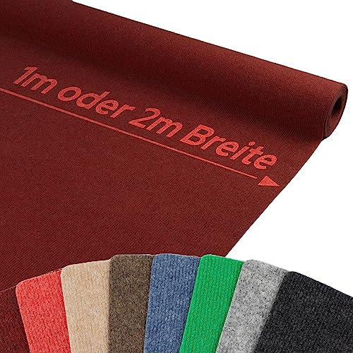 Messeteppich Rips MALTA Musterstück Rot – schwer entflammbarer Eventteppich | gerippter Rips Nadelfilz Boden | schalldämmend, rutschfest & leicht zu verlegen | ideal für Messe & Event