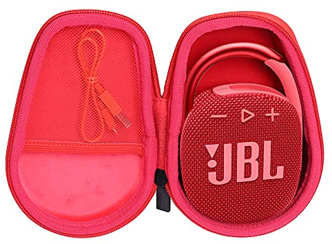 co2CREA Dur Étui de Voyage Rigide Housse Cas pour JBL Clip 5/Clip 4/ Clip 4 Eco Enceinte Bluetooth Portable(boîte Seule) (Boîtier Noir + intérieur Rouge)