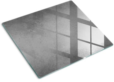 Schneidbrett Glas 60x52 cm Antibakteriell Dünn Glasplatte für die Küche Rutschfest Silikonfüße Dekorativ Plastikfrei Gehärtetes Glas Hitzebeständig Lebensmittelecht - Beton