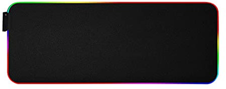 YORKING RGB Gaming Mouse Mat 900×400×4mm Thick Extended Gaming Mouse and Keyboard Mat Pad with Non-Slip Rubber Base with 7 Light Modes Luminous LED Mouse Pad for Computer Gamer Black