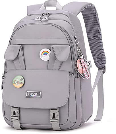 Makukke School Bags for Girls, Backpack Womens Waterproof Book Bags with Laptop Compartment & Anti Theft Casual Daypacks for Primary Junior High University (Gray)