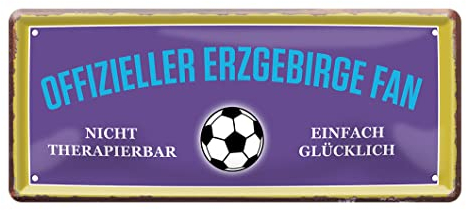 Erzgebirge Fan Blechschild - Deko Fanartikel für Erzgebirge Fans Anhänger - Türschild oder Wanddeko für Werkstatt Partykeller Kinderzimmer Jugendzimmer - mit Blechschilder Befestigungsset - 28x12cm