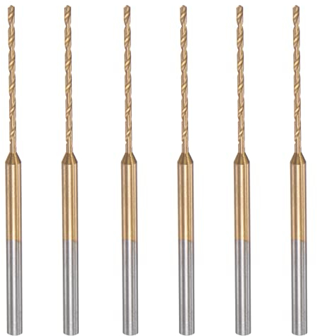 sourcing map 6 Stück Mini Spiralbohrer 1 mm Mikrogravur Bohrer Hochgeschwindigkeitsstahl 2.35mm Schaft Titanbeschichtet für DIY Harz Bernstein und Holz